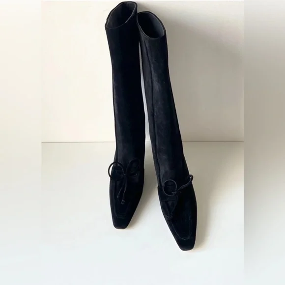 $1290! Burberry marina storm tall boots in black suede size 37.5 - Picture 5 of 7